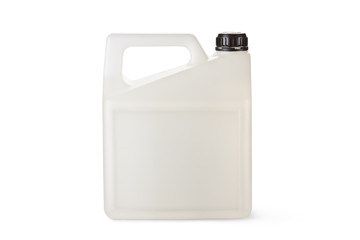 White plastic canister for household chemicals