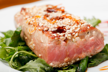 Fried tuna steak