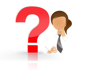 Junge Frau mit Fragezeichen