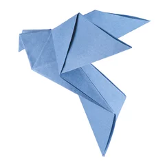 Tableaux ronds sur aluminium Animaux géométriques colombe origami isolée