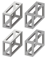 Optical illusions of unreal geometrical objects vector