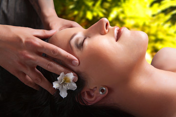 Beautiful girl having massage. spa