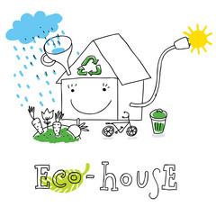 Eco house, vector drawing - 38507739