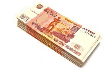 Stack of Russian banknotes