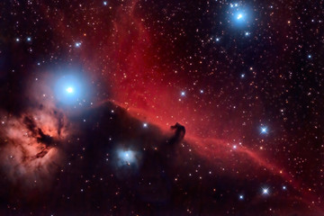 Fototapeta na wymiar Mgławica Koński Łeb i Flaming Tree w gwiazdozbiorze Oriona
