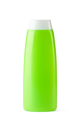 Green plastic bottle for shampoo