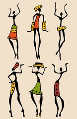 Figures of african dancers . Vector  Illustration.