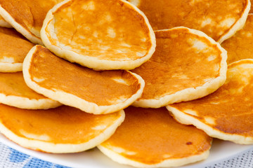 Pancakes on a plate closeup