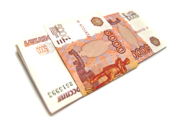 Stack of 5000 rubles banknotes