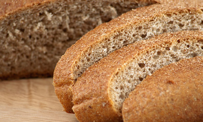 Organic spelt bread cut on slices