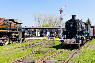steam locomotives in railway museum, Jaworzyna Slaska, Poland