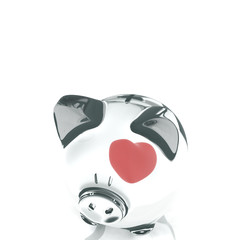 Piggy bank with heart. 3d render illustration.