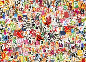 Papier peint Journaux Collage de lettres colorées