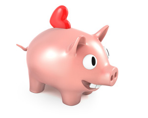 Piggy bank with heart