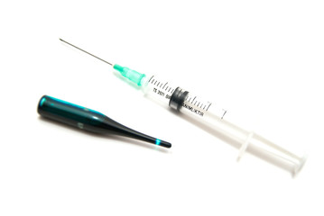 Syringe and ampoule close-up