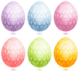 Set 6 Easter Eggs Floral Ornament Pastel