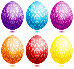Set 6 Easter Eggs Floral Ornament Colour