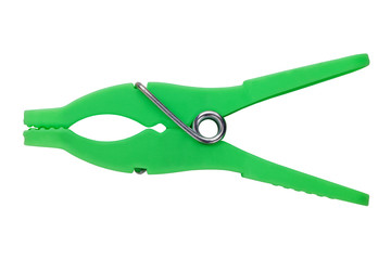 Green plastic clothespins with metal spring