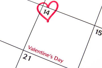 Valentine's Day on a Calendar