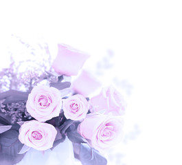Fototapeta na wymiar Pink fresh roses bouquet