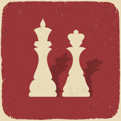 King and queen. Retro chess background, vector illustration, EPS