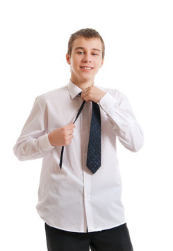 The Teenager Corrects A Tie