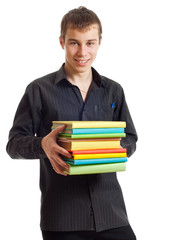 Student with books.