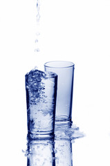 Two glasses and drops of water