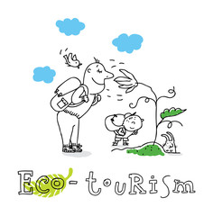 Eco tourism, vector drawing