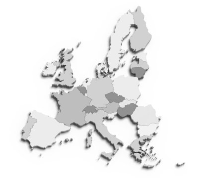 3d european union map on white