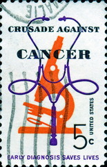 Crusade against cancer. Early diagnosis saves lives. US Postage