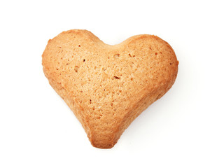 Heart-shaped cookie isolated on white
