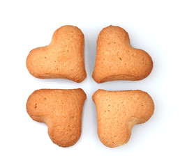 Four leaf clover biscuit isolated on white