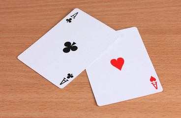 Obraz premium Two cards on wooden background