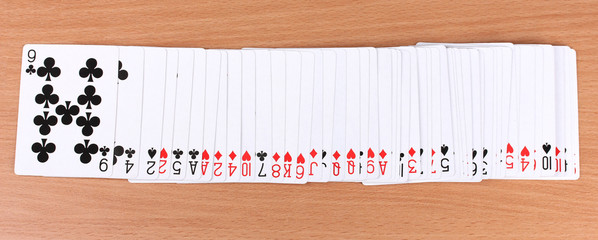 Cards on wooden background