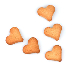 Heart-shaped cookies isolated on white