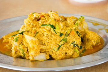 Thai food,Fried crab in curry