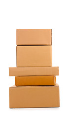 Brown cardboard boxes isolated on white