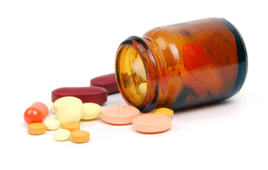 Drug in vial isolated on white background