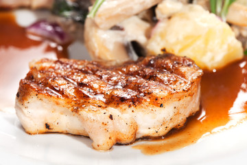 Gourmet grilled steak on a plate