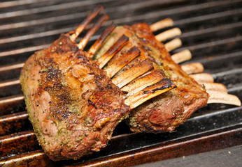 Rack of lamb on grill