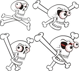 cartoon skull and bones