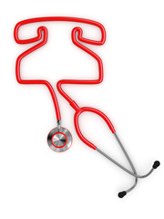 Stethoscope and a silhouette of phone