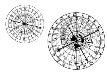 vector astronomical clock - obrazy, fototapety, plakaty