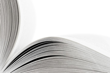 Macro of opened book on white background
