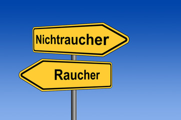 Fototapeta premium Richtungsweiser Raucher Nichtraucher