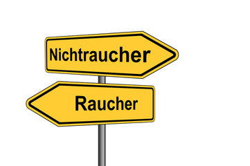 Richtungsweiser Raucher Nichtraucher