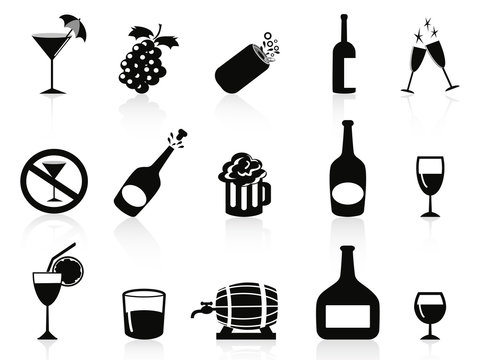 black drinks and beverages icons