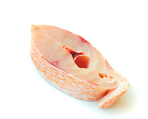 Fish slices on the white background