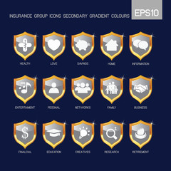 Insurance group icons secondary grey color